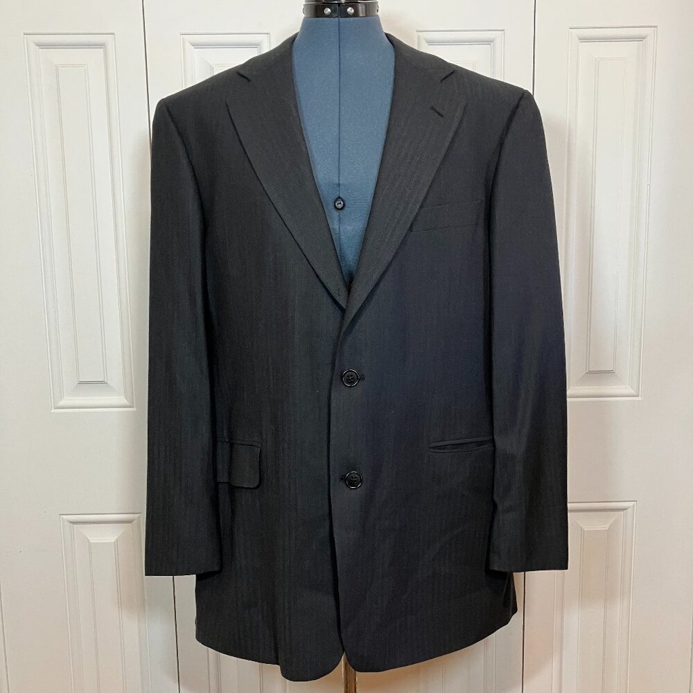 Brooks Brothers "346" Charcoal Wool Herringbone Stretch Suit 43R